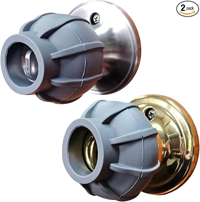 Door Handle Grip Doorstop Knob Stopper Cover, Set of 2 Door Knob Grips Universal Size (Gray)-CubbioJoy