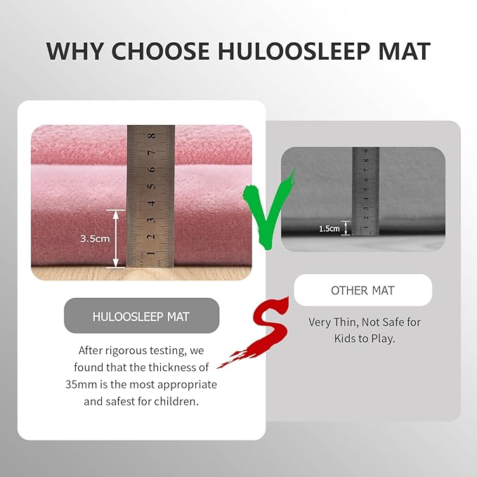 Baby Play Mat for Floor,1.3" Thick Memory foam Tummy Time Mat,79"×158“ Extra Large Soft Coral Velvet Nursery Rug,Non Slip Safe for Crawling,Toddlers,Infants,kids,Tatami Style for Living Room(Pink)-CubbioJoy