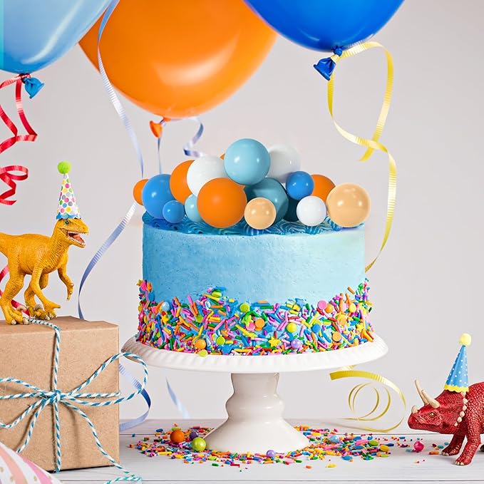 75 Pieces Cake Balls Topper Decorations Foam Cupcake Topper Mini Balloon Cake Topper Balls Cake Picks for Cake Deco Birthday Party Wedding（Orange,Yellow,Blue,White）-CubbioJoy