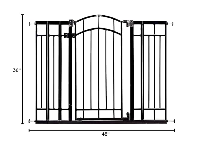 Ingenuity Multi-Use Decorative Extra Tall Walk-Thru Baby Gate, Fits Openings 28.5-48 Inch (Pack of 1), Black Metal, for Doorways and Stairways, 36' Tall Baby and Pet Gate, Black, One Size-CubbioJoy
