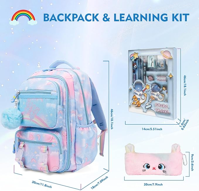 Aesthetic Kawaii Rainbow Backpack-CubbioJoy
