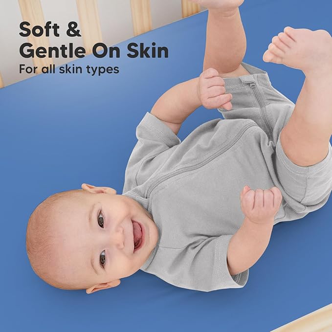 KeaBabies 2-Pack Organic Crib Sheets for Boys, Girls - 52x28 Fitted Crib Mattress Sheet Neutral, Breathable Jersey Cotton Cover for Baby Bed, Toddler Mattress, Soft & Cute Prints (Cornflower)-CubbioJoy