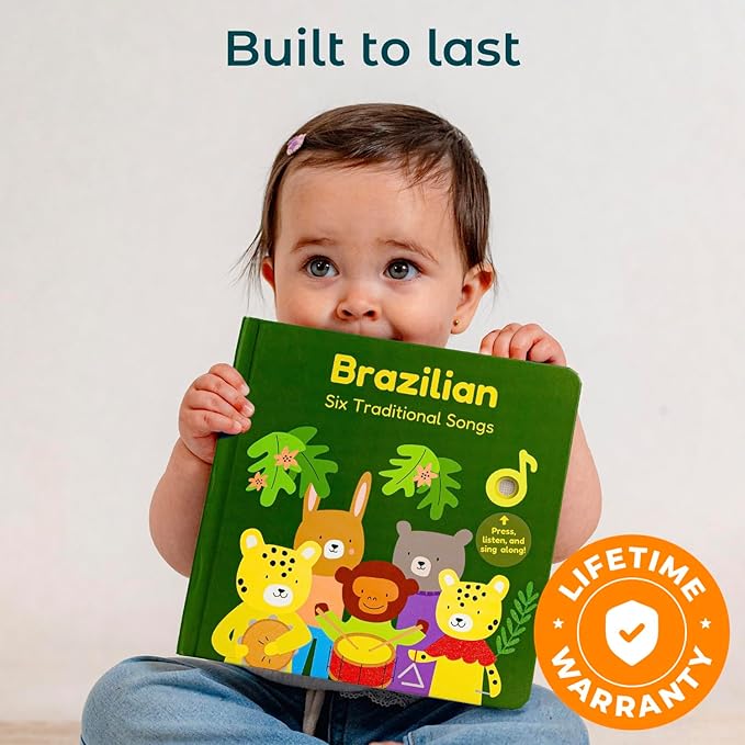 Cali's Books Brazilian Nursery Rhymes Book - Sound Books for Toddlers 1-3 Years Old - Interactive & Educational Music Toys for Bilingual Children with Lyrics & Translations - Musical Gifts for Kids-CubbioJoy