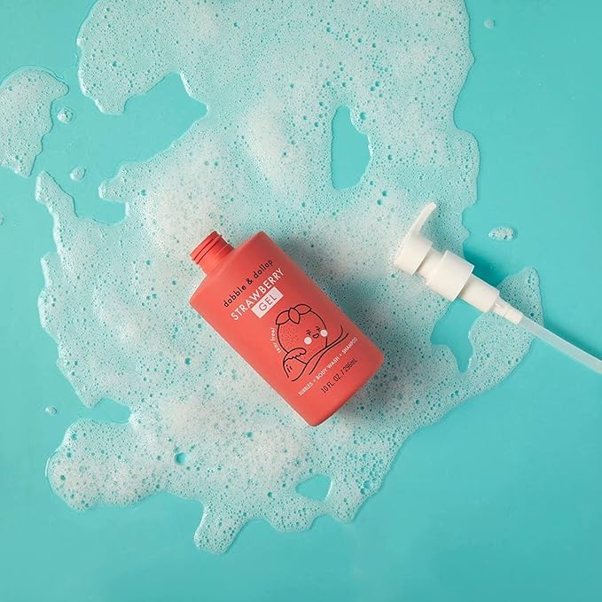 Dabble & Dollop Strawberry Body Wash & Shampoo – 3-in-1 Natural Bubble Bath for Kids, Made in USA, No Parabens or Sulfates, Vegan, Gluten-Free, Tear-Free (10oz, Pack of 2)-CubbioJoy