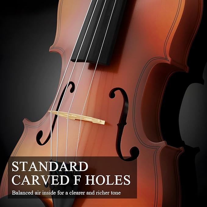 4/4 Beginner Violin Kit for Adults, Complete Full Size Violin Set with Portable Case, Bow, Rosin, Natural-CubbioJoy