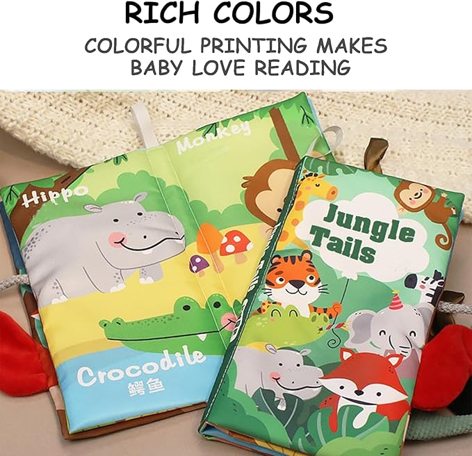 BARMACO Baby Soft Touch and Feel Crinkle Cloth Books for Infants & Toddlers, Learning Toys, Early Development Interactive Sensory Toys, Ocean Animal Tails, Gifts for Boys & Girls-CubbioJoy