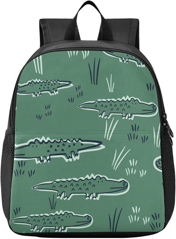 Cute Alligator Crocodile Toddler Backpack Waterproof Mini Backpack Boys/Girls Cute Small Backpack Kindergarten Pre School Bags (M-CubbioJoy