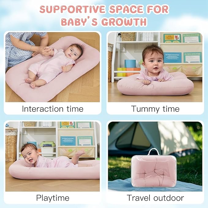 Baby Lounger for Newborn, Bionic Design Baby Lounger, Soft Organic Cotton Breathable Lounger for Infants 0-18 Months (Purple)-CubbioJoy