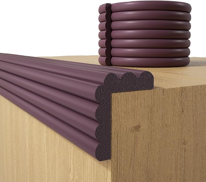 Baby Proofing Wall Corner Protector,Edge Guard Corner Protector,6.56ft Thinken Soft Corner Protectors Pre-Taped Soft Rubber Foam Edge Cushion for Furniture (Brown, 6.56Ft x 11.8" W x 0.47" Th)-CubbioJoy