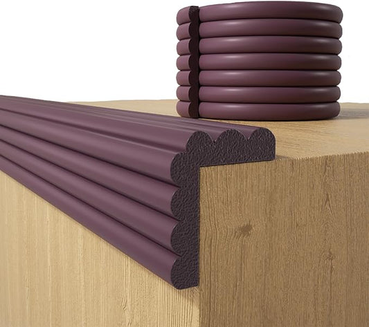 Baby Proofing Wall Corner Protector,Edge Guard Corner Protector,6.56ft Thinken Soft Corner Protectors Pre-Taped Soft Rubber Foam Edge Cushion for Furniture (Brown, 6.56Ft x 7.8" W x 0.47" Th)-CubbioJoy