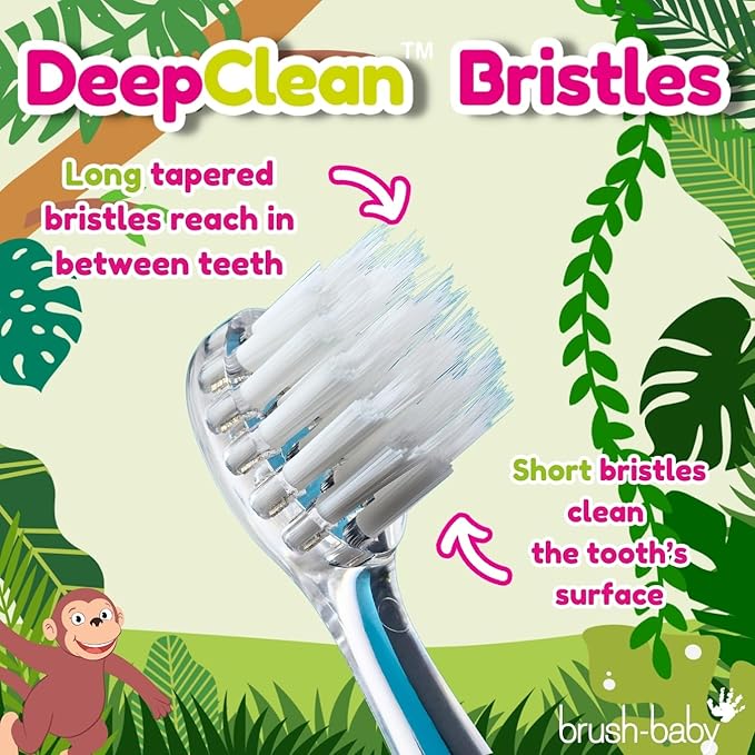 brush-baby WildOnes™ Rechargeable Kids Electric Toothbrush – Monkey | Flashing Lights, 2-Min Timer, Waterproof, 3 Brush Heads | Toddler & Child Toothbrush Ages 0-10 | Soft Bristles-CubbioJoy