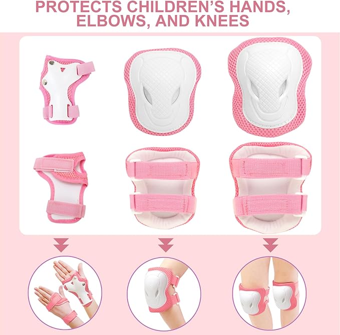 KAMUGO Kids Bike Helmet Set, Toddler Helmet for Ages 2-8 Boys Girls with Sports Protective Gear Set Knee Elbow Wrist Pads for Skateboard Cycling Scooter Rollerblading-CubbioJoy