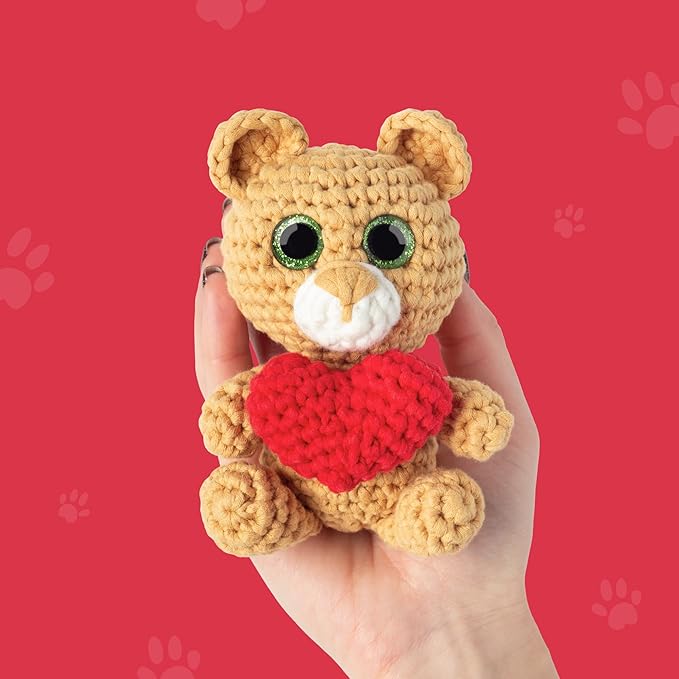 Cookie Box Crochet Kit for Beginners - Learn to Craft Amigurumi Stuffed Animals - Knitting Gift for Kids and Adults - Beginner-Friendly Yarn - Stitch-by-Stitch Video Tutorial - Bear Charlie-CubbioJoy