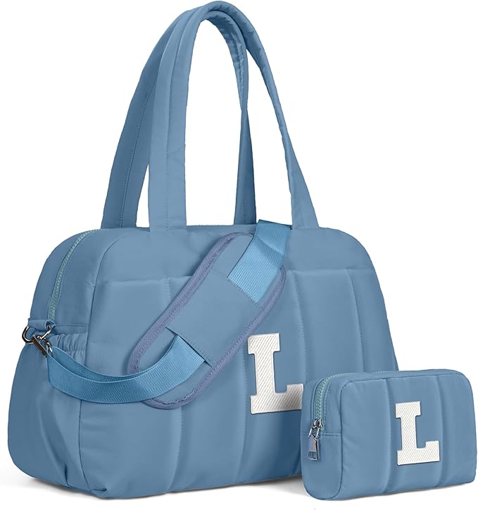 Initial Duffle Bag, Yoga Bags for Women，Overnight Bag with Wet Pocket，Lightweight Work Bags Personalized Gym Tote with Makeup Pouch-Gifts for Women Birthday-CubbioJoy