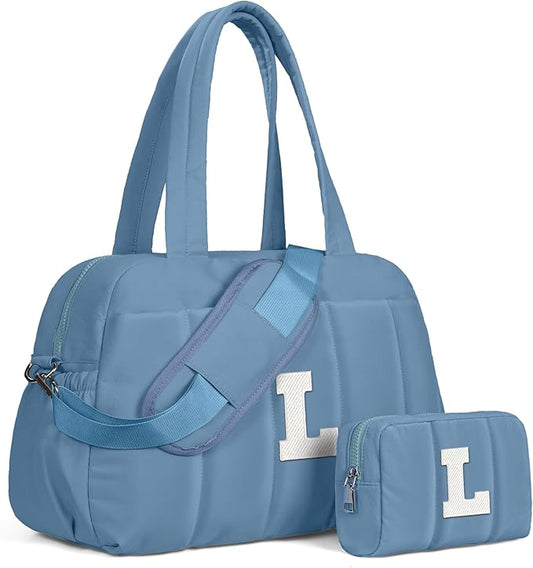 Initial Duffle Bag, Yoga Bags for Women，Overnight Bag with Wet Pocket，Lightweight Work Bags Personalized Gym Tote with Makeup Pouch-Gifts for Women Birthday-CubbioJoy