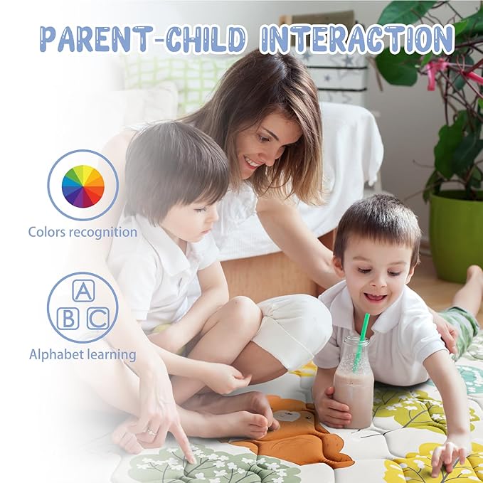 Baby Play Mat 71" X 59" Playpen Mat Upgraded Thicken Baby Floor Play Mat Non-Slip Cushioned Crawling Mat Waterproof Activity Playmats for Babies Toddlers Infants (71X59, Fox)-CubbioJoy