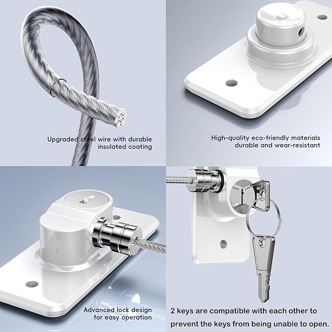 2 Pack Refrigerator Door Lock with Adhesive, No Tools Required, Child Proof Fridge Door Lock for Kids and Pets, Self Adhesive Latch for Freezer, Cabinets, Drawers, Air Oven, Windows (Patent)-CubbioJoy