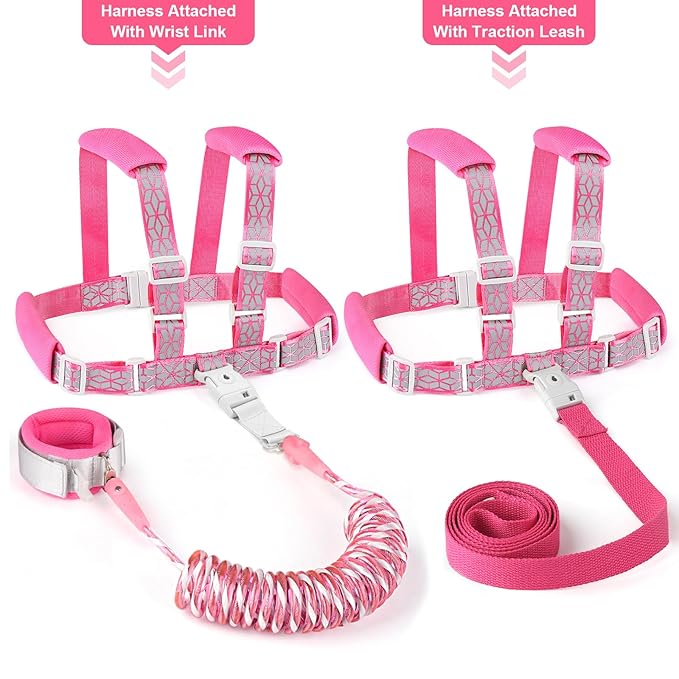 Accmor Toddler Harness Leash, Reflective Kid Harness with Anti Lost Wrist Link, Child Walking Harness Baby Leash Wristband Belt with Key Lock Design for Boys Girls to Outdoor Travel-CubbioJoy