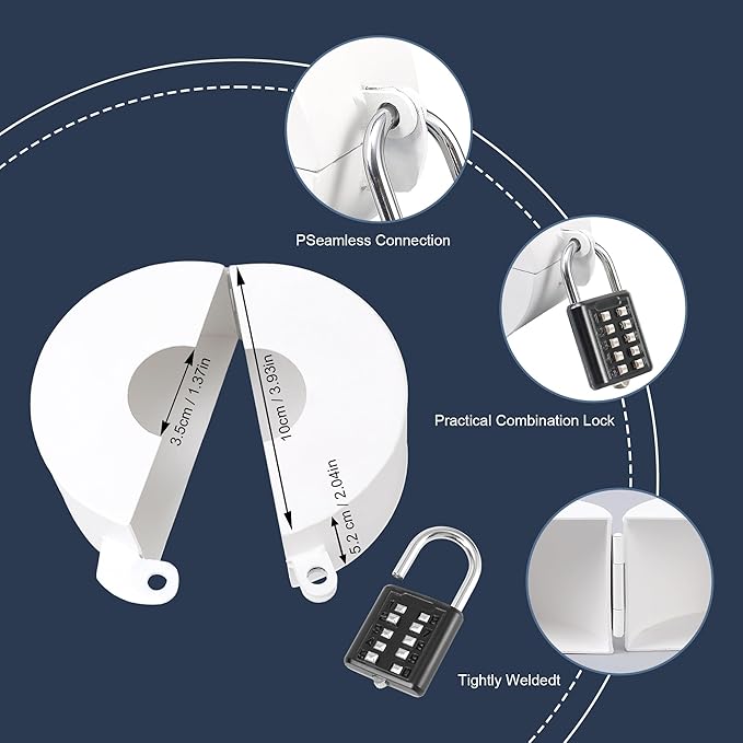 2 Pack Door Knob Lockout Device with Padlock,Temporary Door Handle Lock Cover for Dementia Patients/Child Proof, Outdoor Water Faucet Lock Cover - White-CubbioJoy