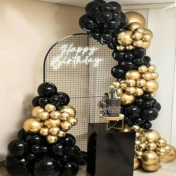140pcs Balloon Arch Kit, Black Balloons of Different Sizes Pack of 18 12 10 5 Inch Party Balloon Kit for Birthday Party or Balloon Arch as Graduation Wedding Baby Shower Anniversary Party-CubbioJoy
