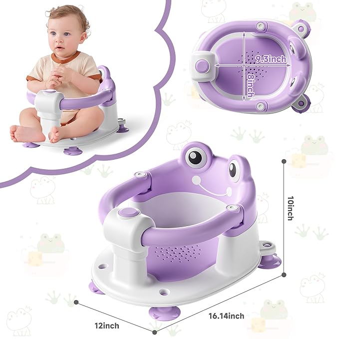 Baby Bath Seat for Babies 6 Months & up Non-Slip Toddler Bath Seats for Sitting Up Infant Bathtub Chair with Suction Cups and Soft Cushion for Baby Shower Tub Seat-CubbioJoy