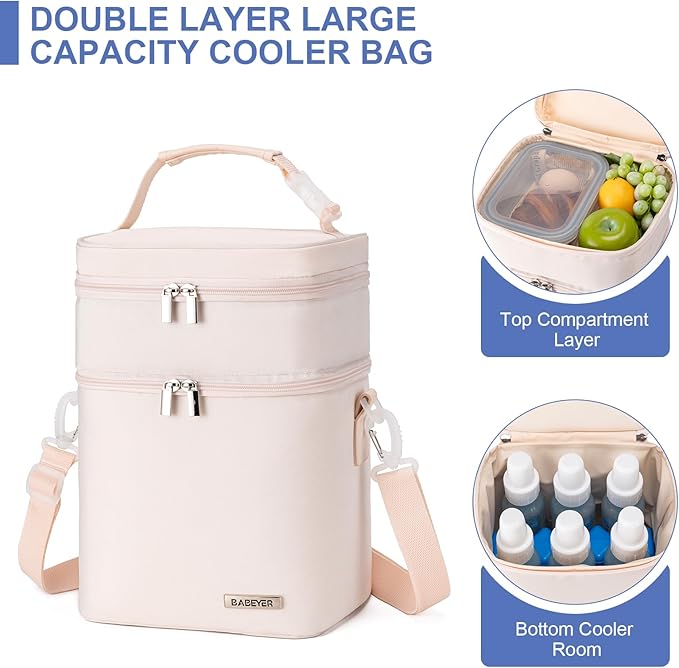 Breastmilk Cooler Bag with Ice Pack Fits 6 Baby Bottles Up to 9 Ounce-CubbioJoy