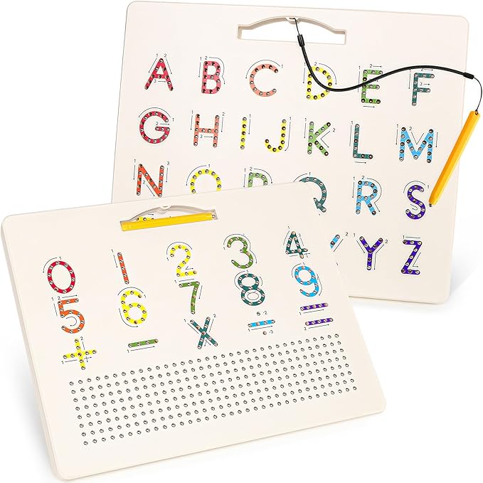 2 in 1 Magnetic Number Tracing Board, Magnetic Drawing Board Numbers 1-20 Writing Board Preschool Handwriting Learning Toys Alphabet & Math STEM Educational Toy for Toddlers Kids-CubbioJoy