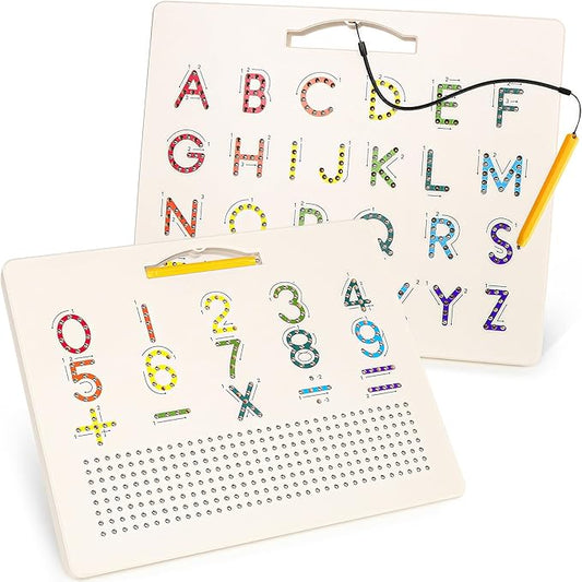 2 in 1 Magnetic Number Tracing Board, Magnetic Drawing Board Numbers 1-20 Writing Board Preschool Handwriting Learning Toys Alphabet & Math STEM Educational Toy for Toddlers Kids-CubbioJoy