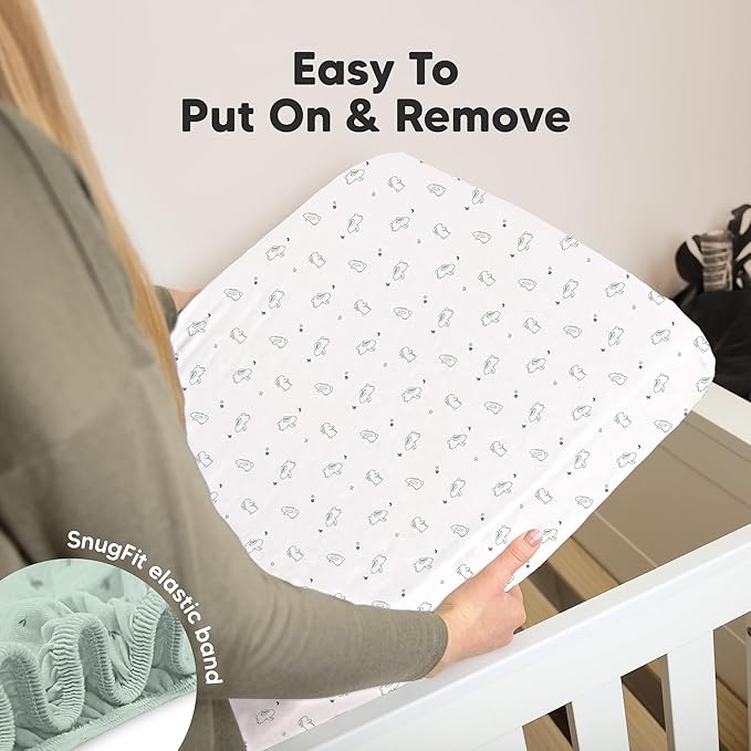 KeaBabies 2-Pack Organic Crib Sheets for Boys, Girls - 52x28 Fitted Crib Mattress Sheet Neutral, Breathable Jersey Cotton Cover for Baby Bed, Toddler Mattress, Soft & Cute Prints (Bunnies)-CubbioJoy