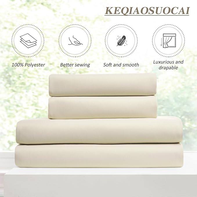 KEQIAOSUOCAI Pleat Patio Sliding Door Curtains 100 Wide x 90 Long Cream Beige Drapes 2 Panels Room Divider Curtain,Wide Width Thermal Insulated Room Darkening Window Treatment for Living Room-CubbioJoy
