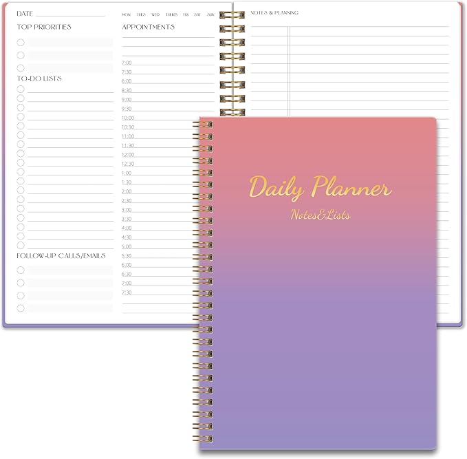 Cute Daily Planner Undated & To Do List Notebook for Work: With Hourly Schedule, 80 days Day on a Page Planner for Life Tasks - Day & Hour Agenda, Organizer Journal For Women or Men-CubbioJoy
