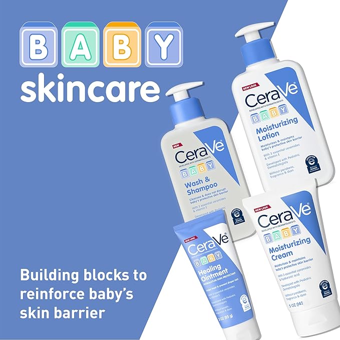 CeraVe Baby Wash & Shampoo, 2-in-1 Tear-Free for Skin Hair Fragrance, Paraben, Dye, Phthalates Sulfate Free Bath, Soap with Vitamin E 16 Ounce-CubbioJoy