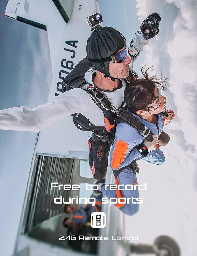 Apexcam Action Camera 4K with 64G SD Card Sport Cameras 20MP 131FT Waterproof Underwater Camera 170°Wide-Angle WiFi Camera with 2.4G Remote Control, 2 Batteries, Mounting Accessories Kits-CubbioJoy