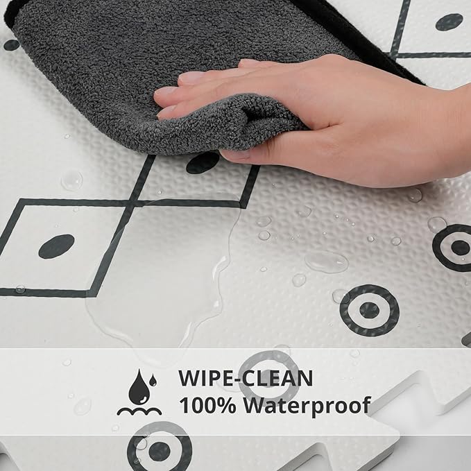 Baby Foam Play Mat, PIGLOG 72x48 Baby Crawling Mat, Floor Mats for Kids for Infants with Interlocking Tiles, Toddler Playmats for Indoor and Outdoor, Easy to Clean Playroom Mats, (Symbol+Bohemia)-CubbioJoy