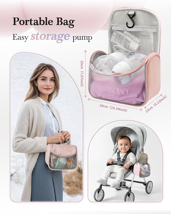 ABP-1508 Hands Free Breast Pump Wearable with Storage Bag, Wearable Breastfeeding Pump Strong Suction, Low Noise, 3 Modes 9 Levels, with 21/24mm Insert/Flange, 2 Pack (White)-CubbioJoy