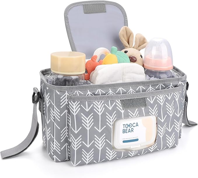 Accmor Universal Stroller Organizer with Insulated Cup Holder and Shoulder Strap, Stroller Bag Caddy Organizer Stroller Accessories for Uppababy, Baby Jogger, Nuna, Doona, Britax Strollers-CubbioJoy