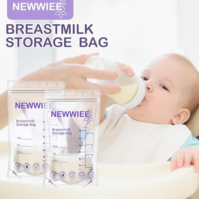 600 Count Breastmilk Storage Bags 7oz Breast Milk Bags for Breastfeeding Self Standing Breastmilk Storing No Leak Double Seal Freezer Storage for Refrigeration and Freezing(Purple)-CubbioJoy