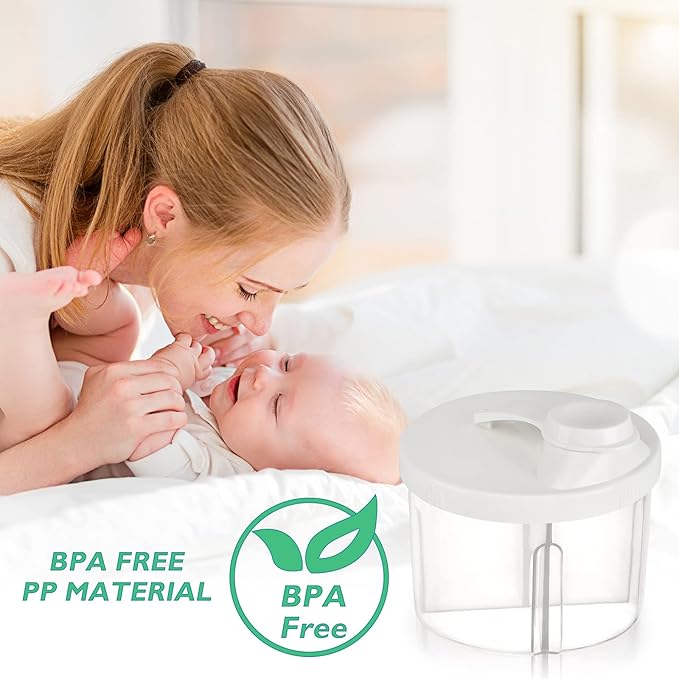 Accmor Baby Formula Dispenser On The Go, Non-Spill Rotating Four-Compartment Formula Container to Go, Milk Powder Kids Snack Container for Infant Toddler Travel Outdoor, White-CubbioJoy