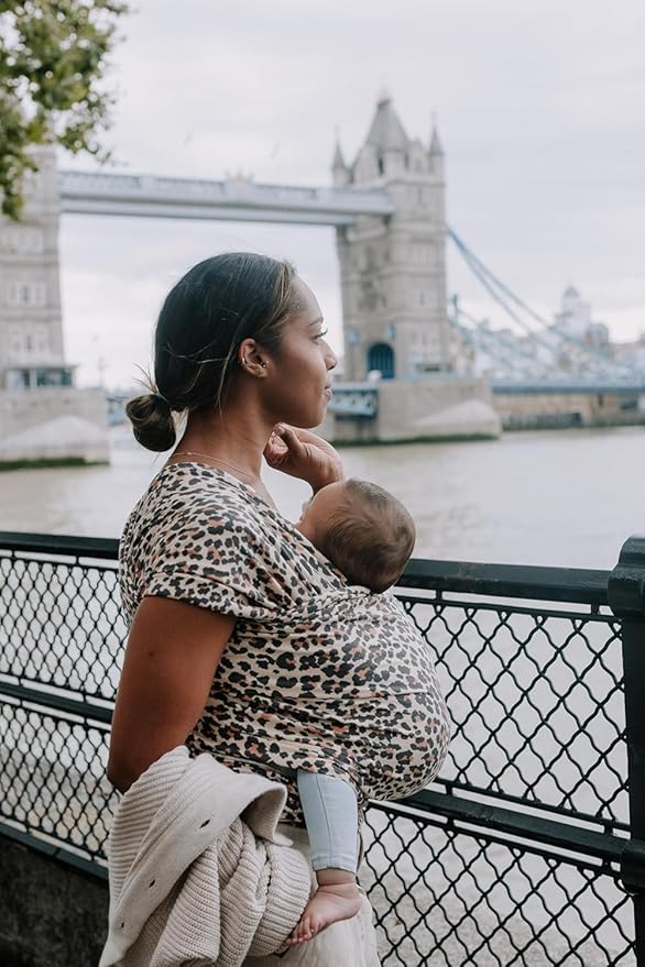 Boba Baby Wrap Carrier - Original Baby Carrier Wrap Sling for Newborns - Baby Wearing Essentials - Newborn Wrap Swaddle Holder, Newborn to Toddler Infant Sling (Leopard)-CubbioJoy