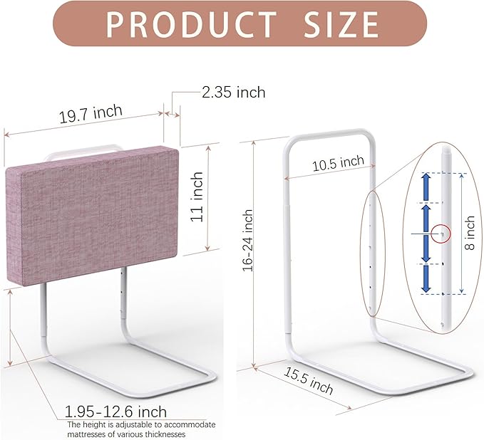 Bed Rail Guards for Toddlers, Adjustable Bed Rails with Safety, Bed Side Rails for Twin, Full, Queen Bunk Size (Pink)-CubbioJoy