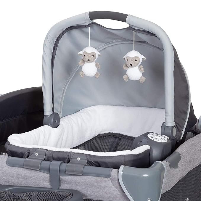 Baby Trend Nursery Center Travel Crib with Removable Rock-A-Bye Bassinet, Changing Table, Organizer, and Electronic Music Center and Nightlight, Robin-CubbioJoy