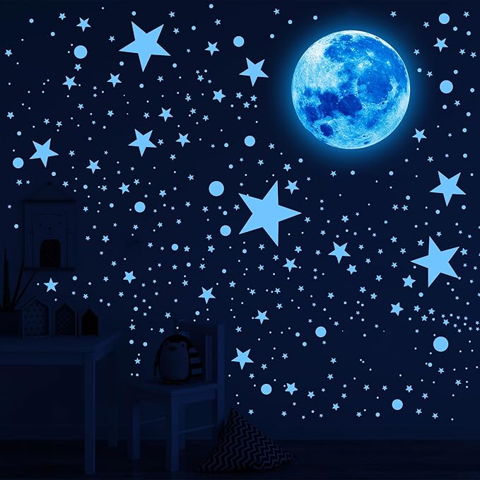 492Pcs Glow in The Dark Stars for Ceiling Moon and Space Wall Decals Glowing Galaxy Universe Planet Wall Stickers Kids Boys Bedroom Living Room Decor-CubbioJoy