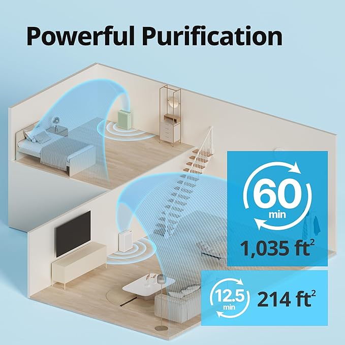 COWAY Air Purifiers for Home Bedroom up to 1,035ft² with Washable Filter, True HEPA Filter for Smoke, Pollen, Dander, Smell Air Purifier with Air Quality Monitor, Auto Mode, 3yr Warranty, 150, Green-CubbioJoy