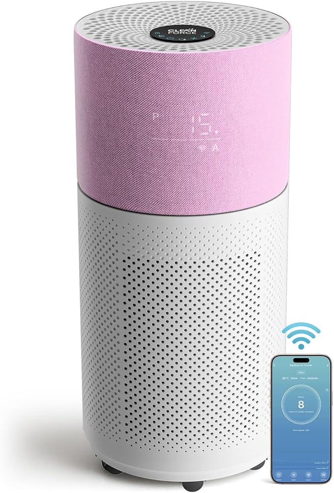 CleanForce Rainbow H13 True HEPA Air Purifier for Home Large Room, Bedroom, up to 2550sqft, Smart App-Control air Quality Monitor, Filters dust Pollen Smoke Odor VOCs-CubbioJoy