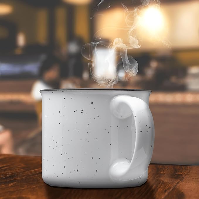 DISCOUNT PROMOS Ceramic Campfire Coffee Mugs 13 oz. Set of 10, Bulk Pack - Perfect for Tea, Espresso, Cappuccino, Hot Cocoa - White-CubbioJoy