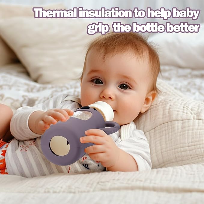 BUSOHA 3 Pack Koalas Silicone Sleeves for Dr. Brown's Glass Baby Bottles - Drop Protection Baby Bottle Sleeves Compatible with Dr Brown Newborn Glass Bottles with Silicone Handles,4 oz-CubbioJoy