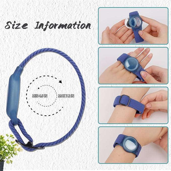 4 Pack Kids Bracelet Compatible with AirTag, GPS Kid Tracker Holder Braided Wristband for Apple Air Tag, 2022 Upgraded Nylon Adjustable Anti Lost Watch Band Fits Airtag for Kids Children(solid color)-CubbioJoy