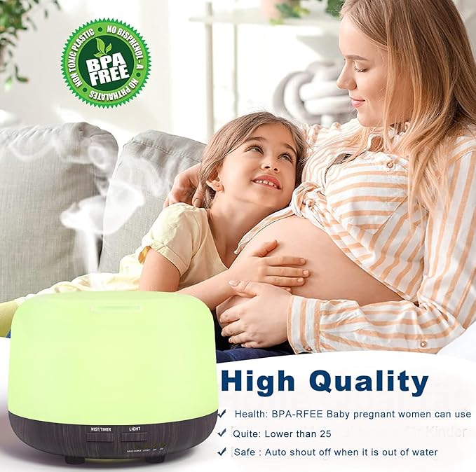 300ML Remote Control Air Diffusers for Essential Oil, Aroma Ultrasonic Scent Diffuser, Aromatherapy Humidfier Diffuser, 7 Color Changing LED Light, Auto-Off, Timer for Home, Room, Office, Kids-CubbioJoy