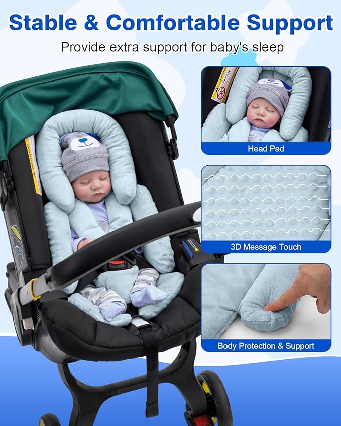 Infant Insert Compatible with Mamaroo Swing & Graco Swing, Thickened Baby Car Seat Head Support with Shoulder Covers, Breathable Newborn Car Seat Insert for Preemie to Toddler-CubbioJoy