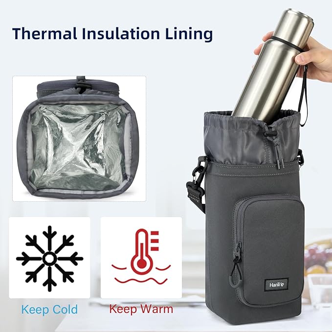 Insulated Water Bottle Carrier Bag with Strap Phone Pocket for 25/32/40/64 oz Tumbler Cup, Water Bottle Holder-CubbioJoy